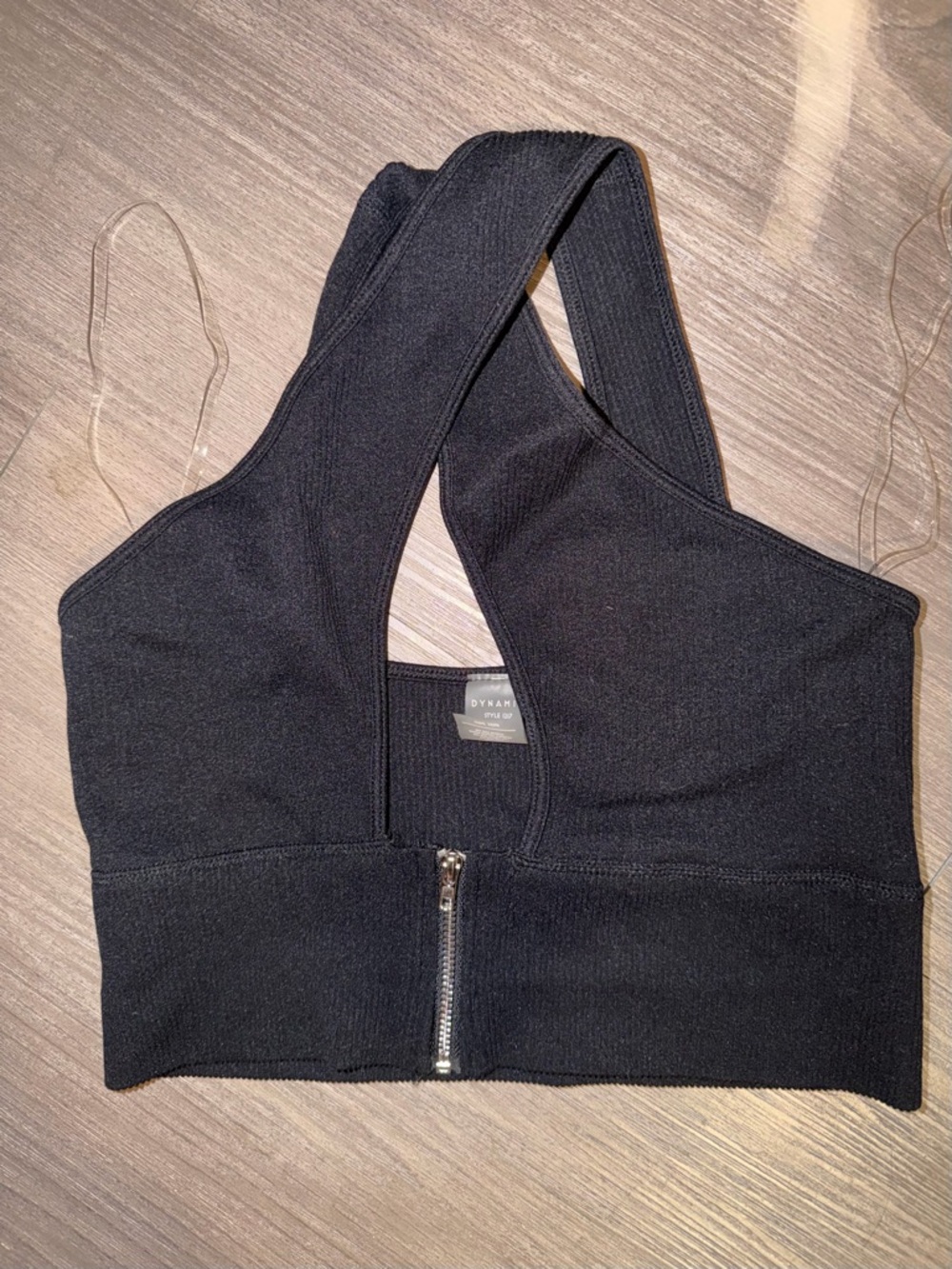 DYNAMIC OS Ribbed Halter Zipper Crop Top